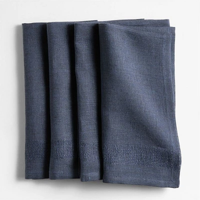 Torino Indigo EUROPEAN FLAX ™-Certified Linen Dinner Napkins, Set of 4