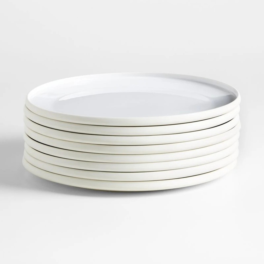 Tour White Porcelain Dinner Plates, Set of 8