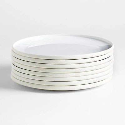 Tour White Porcelain Dinner Plates, Set of 8