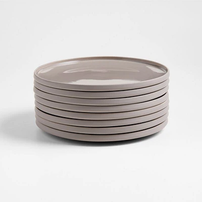 Tour Taupe Porcelain Salad Plates, Set of 8