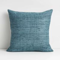 Aqua 20"x20" Cotton Sari Silk Throw Pillow with Down-Alternative Insert