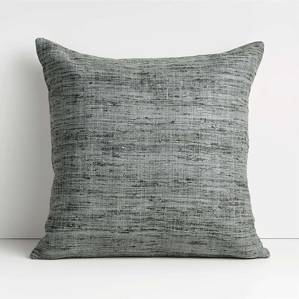 Dark Grey 20x20 Square Laundered Linen Decorative Throw Pillow