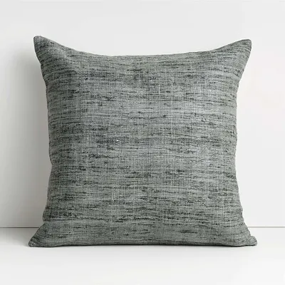 Dark Grey 20"x20" Cotton Sari Silk Throw Pillow Cover