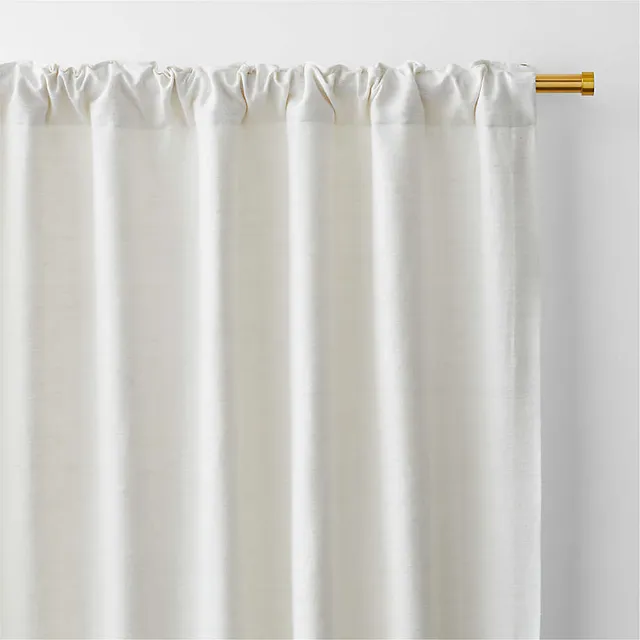 Crate&Barrel Trevino Crisp White Cotton Silk Blend Window Curtain Panel  52