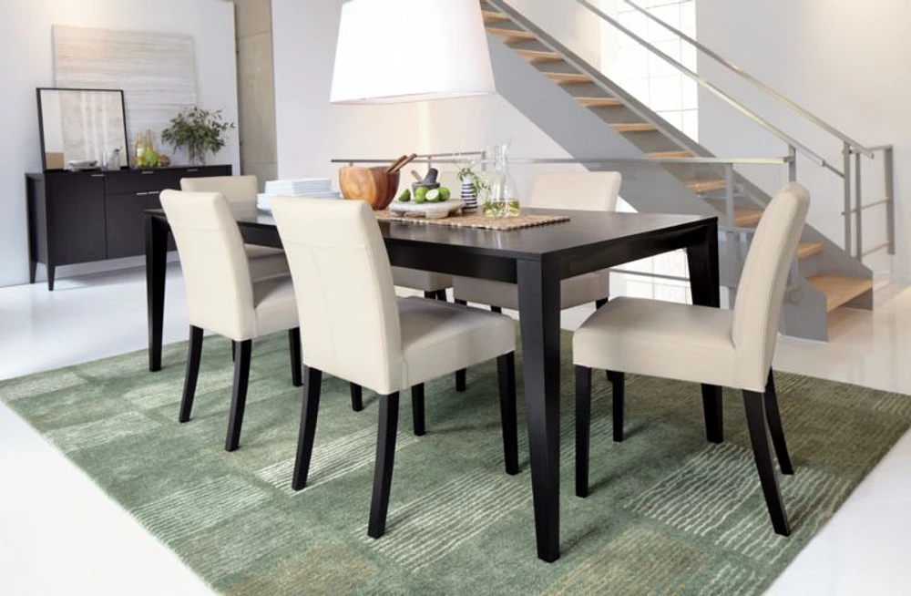 Lowe Ivory Leather Dining Chair with Ebony Wood Legs, Set of 4