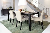 Lowe Ivory Leather Dining Chair with Ebony Wood Legs, Set of 4