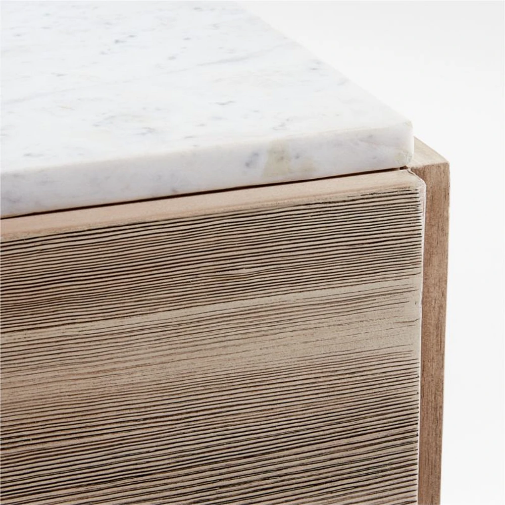 Troupe Marble and Natural Pine Wood 65" Rectangular Coffee Table