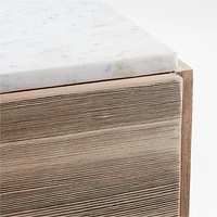 Troupe Marble and Natural Pine Wood 65" Rectangular Coffee Table