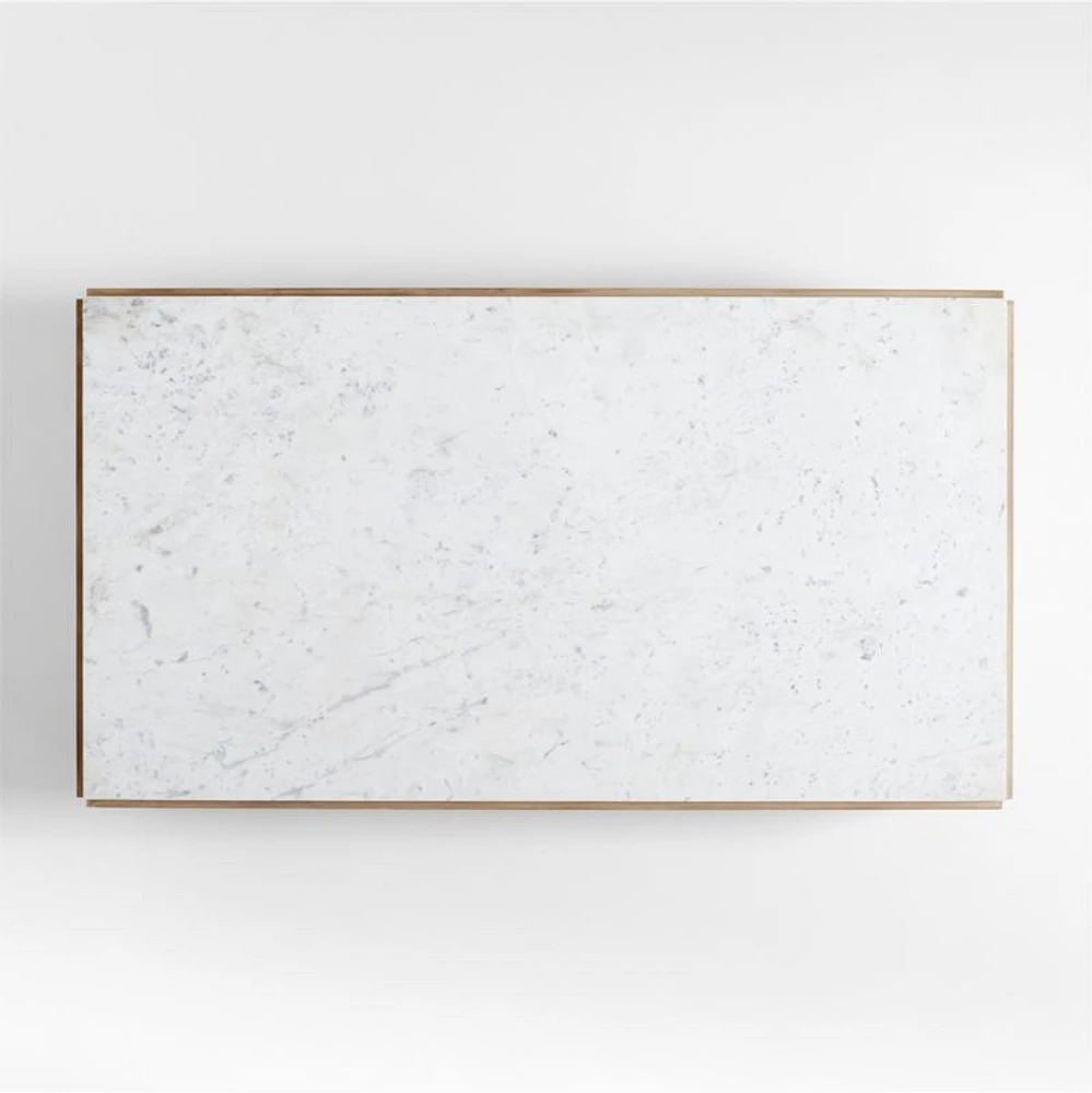 Troupe Marble and Natural Pine Wood 65" Rectangular Coffee Table
