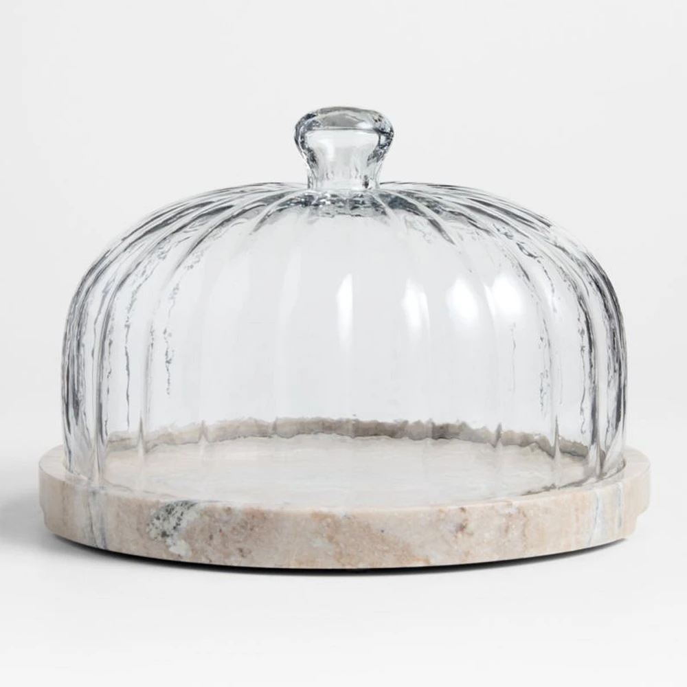 Tuscan Kitchen Marble 11" Cheeseboard with Glass Cloche