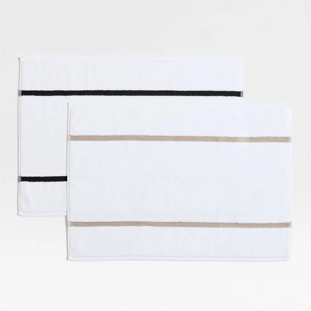 Tuxedo Stripe Organic Cotton Sand Beige Bath Mat
