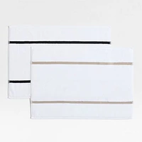 Tuxedo Stripe Organic Cotton Sand Beige Bath Mat