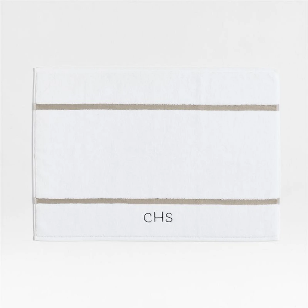Tuxedo Stripe Organic Cotton Sand Beige Bath Mat