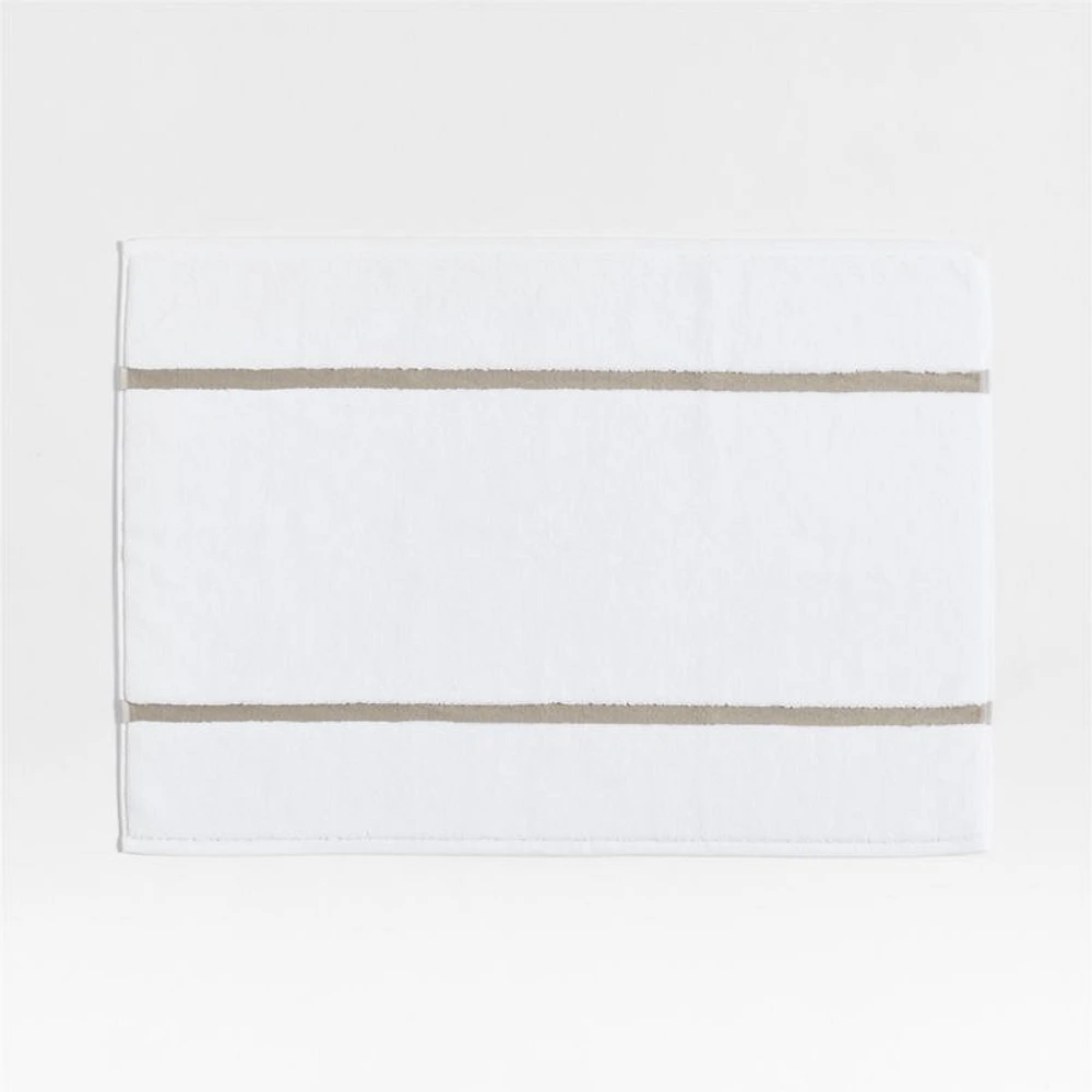 Tuxedo Stripe Organic Cotton Sand Beige Bath Mat
