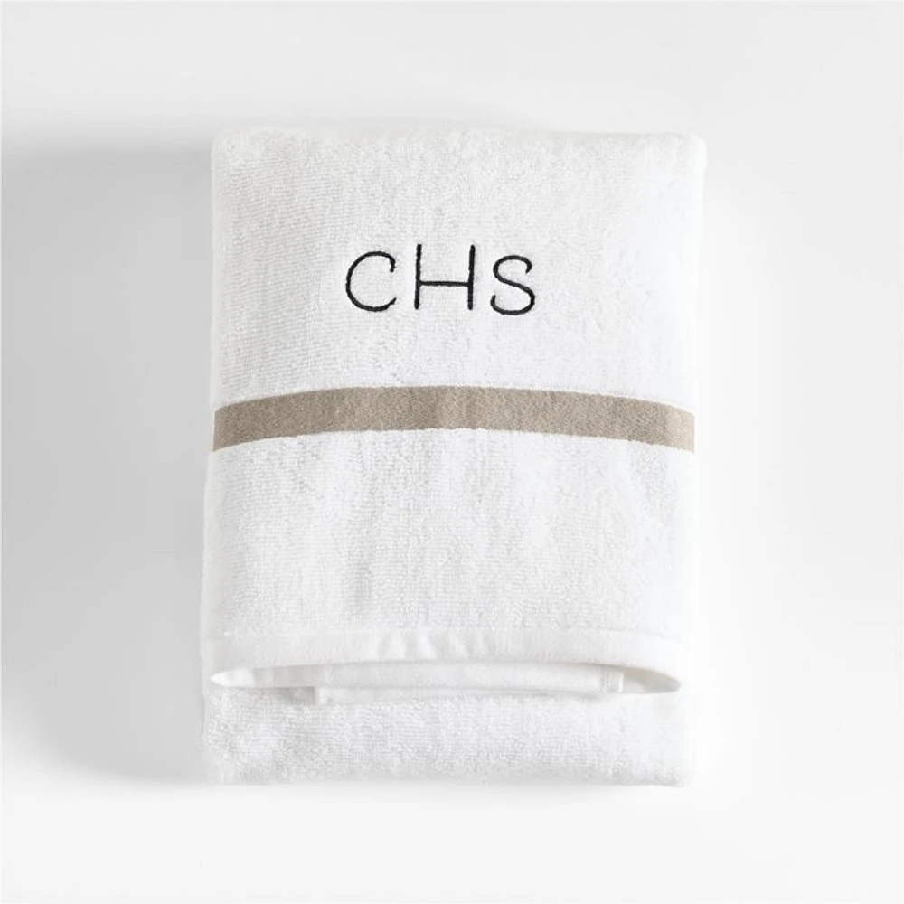 Tuxedo Stripe Organic Cotton Sand Beige Bath Towel