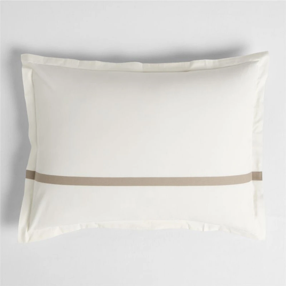 Favorite Organic Cotton Percale Tuxedo Stripe Sand Beige Standard Bed Pillow Sham