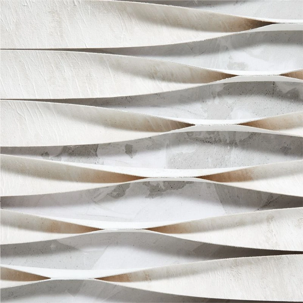 "Twist and Turns" White Canvas 37.5"x49.5" Framed Wall Art Print