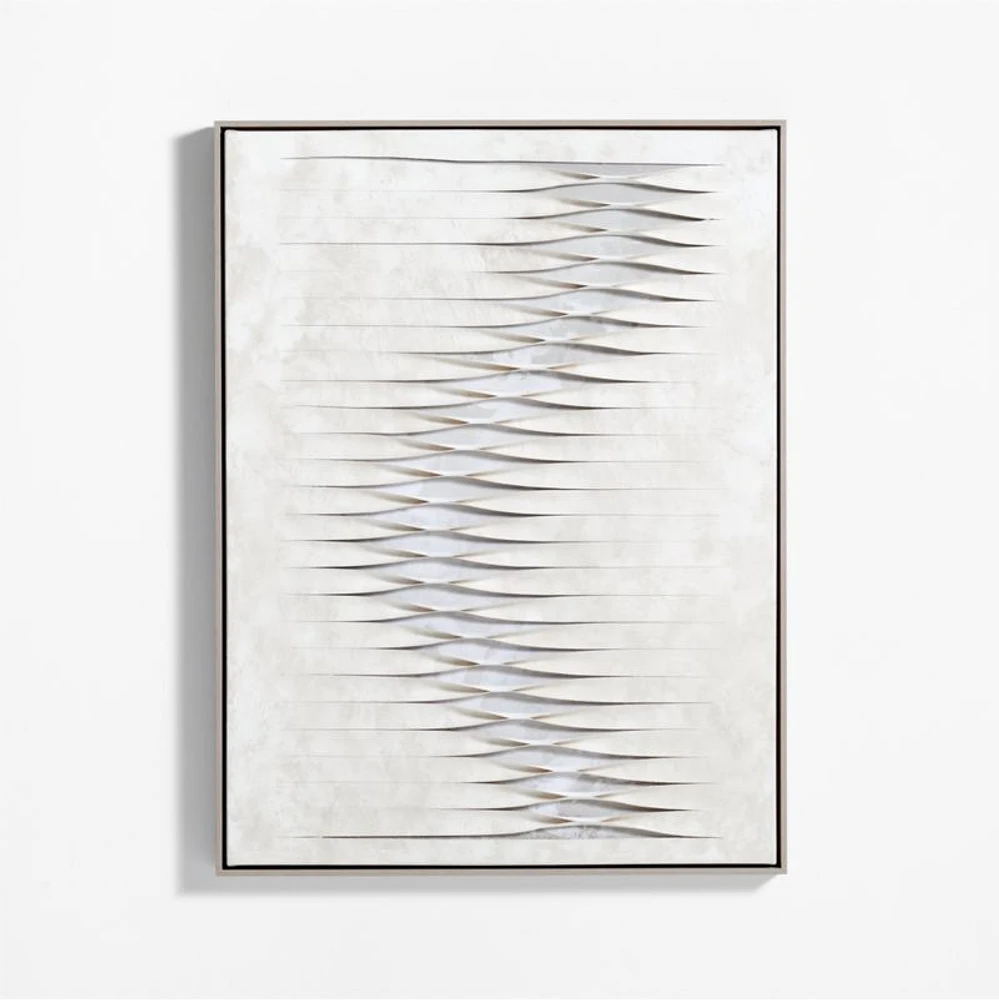 "Twist and Turns" White Canvas 37.5"x49.5" Framed Wall Art Print