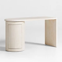Twist 52" Whitewashed Ash Wood Rotating Small Desk with Storage