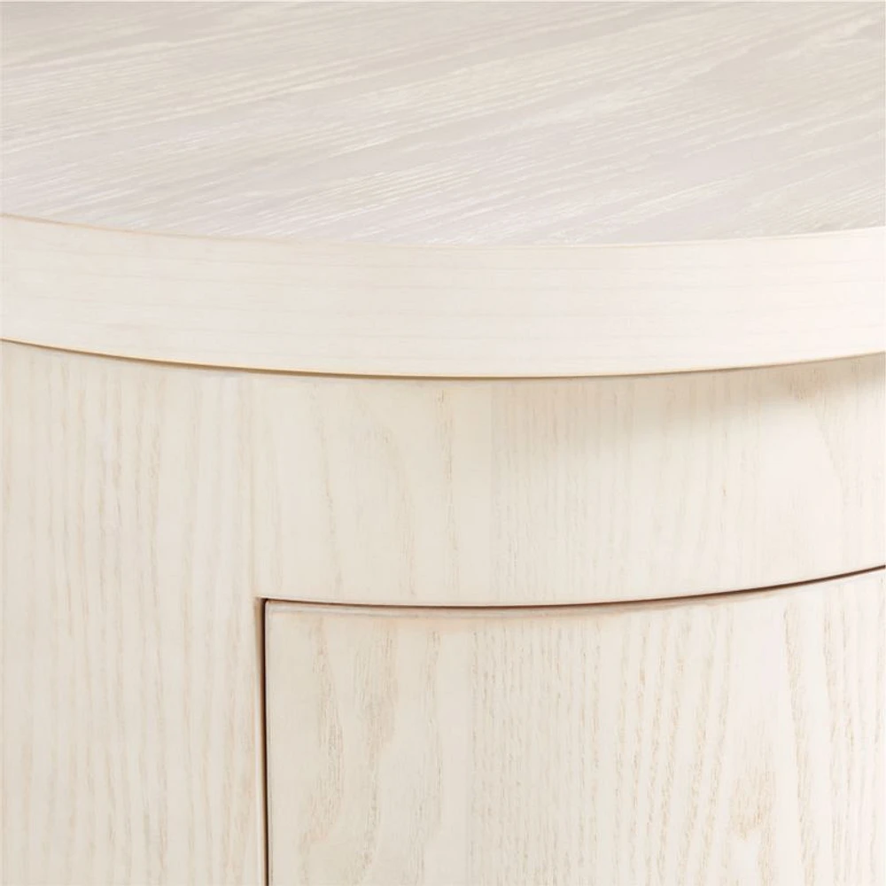 Twist 52" Whitewashed Ash Wood Rotating Small Desk with Storage