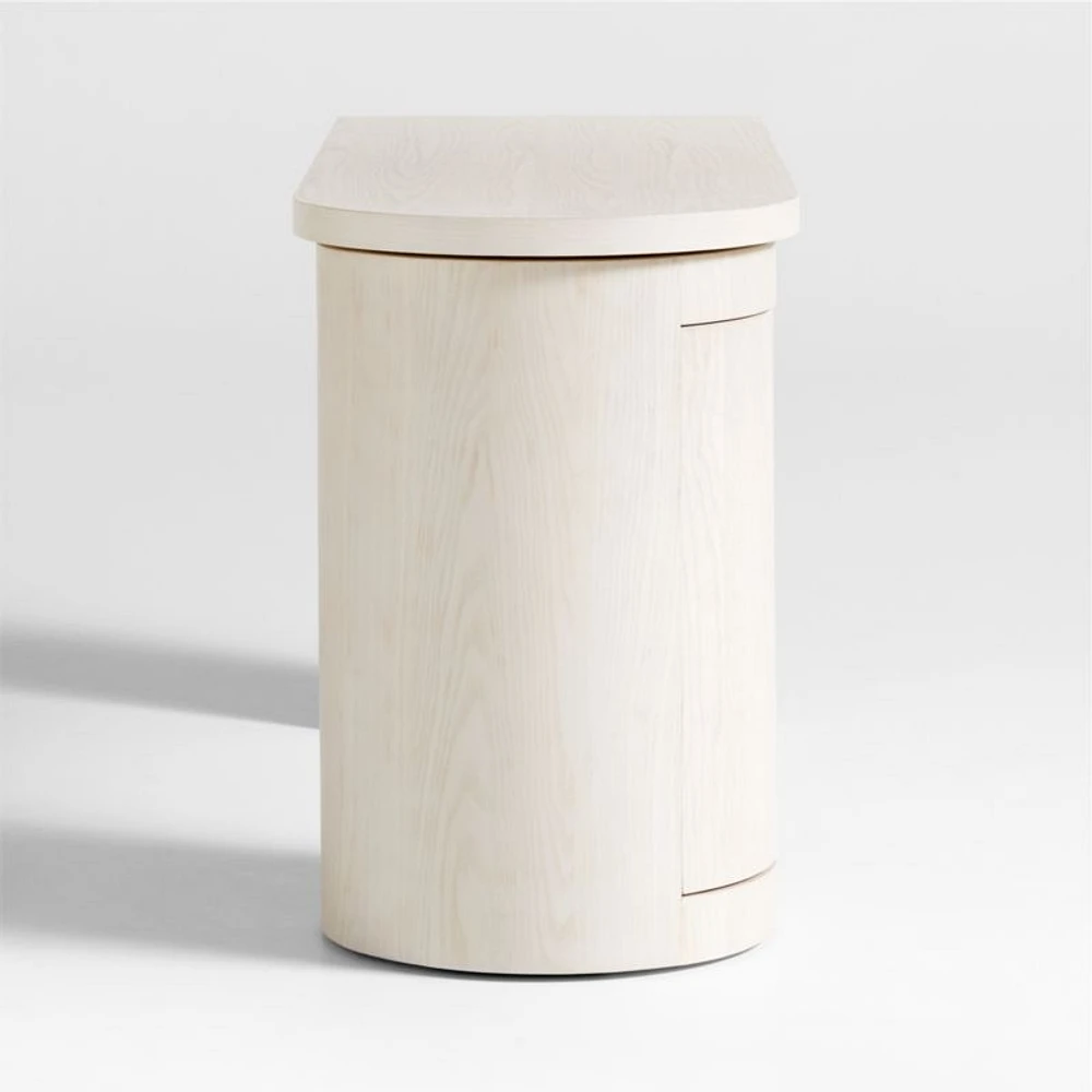 Twist 52" Whitewashed Ash Wood Rotating Small Desk with Storage
