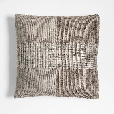Textured Woven Stripes 20x20 Deep Brown Indoor/Outdoor Throw Pillow