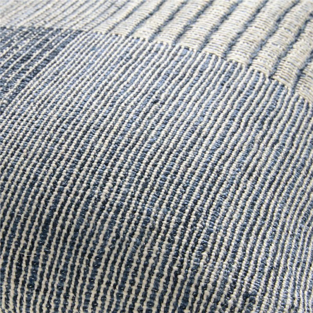 Textured Woven Stripes 22x15 Blue Indoor/Outdoor Throw Pillow