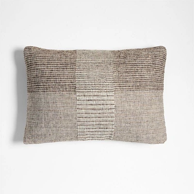 Textured Woven Stripes 22x15 Deep Brown Indoor/Outdoor Throw Pillow