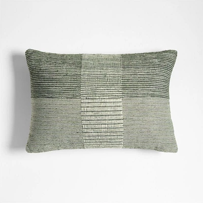 Textured Woven Stripes 22x15 Juniper Green Indoor/Outdoor Throw Pillow
