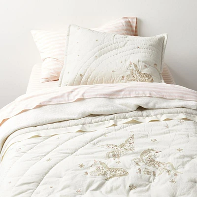 Unicorn Dreams Embroidered Cotton Kids Full/Queen Quilt