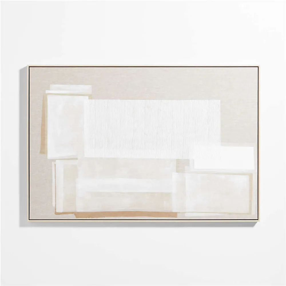 "Unparalleled" Framed Beige & White Abstract Hand-Painted Wall Art 61"x41"