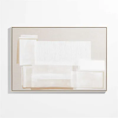 "Unparalleled" Framed Beige & White Abstract Hand-Painted Wall Art 61"x41"
