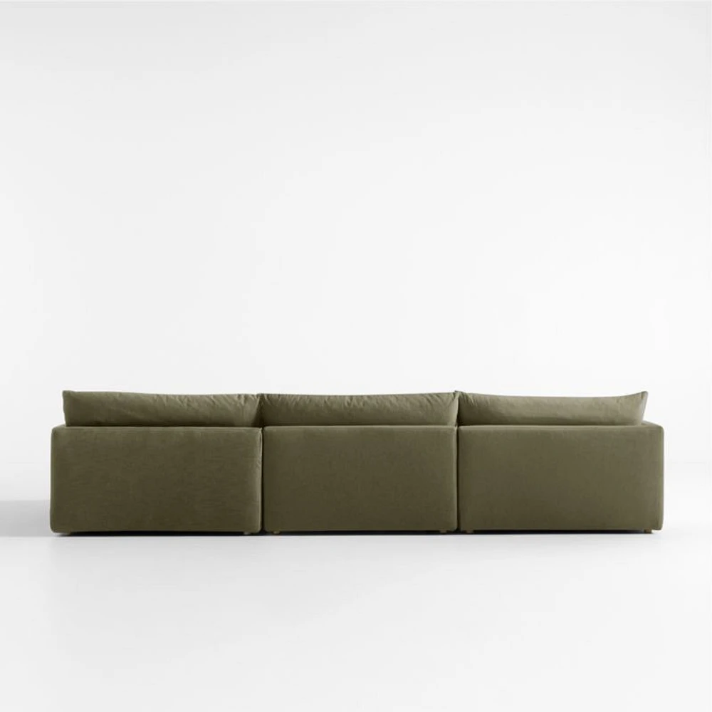 Unwind Modular 3-Piece Slipcovered Chaise Sectional Sofa