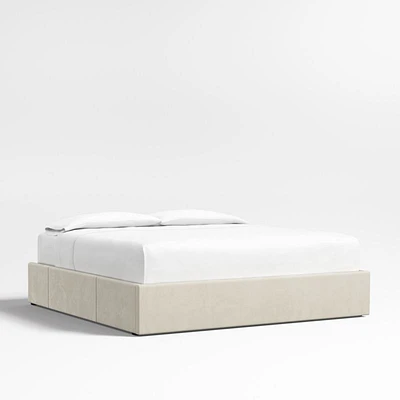Beige Upholstered King Storage Bed Base