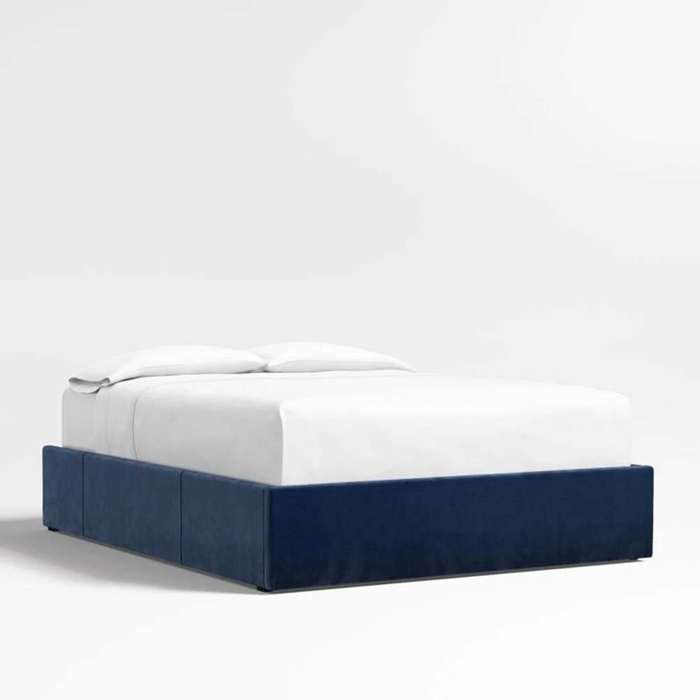 Navy King Upholstered Storage Bed Base