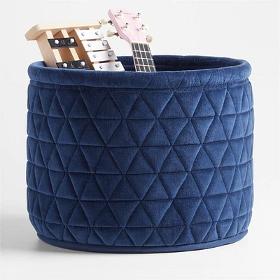 Navy Velvet Kids Storage Bin