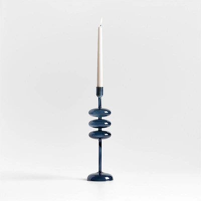 Venezia Large Deep Blue Glass Taper Candle Holder