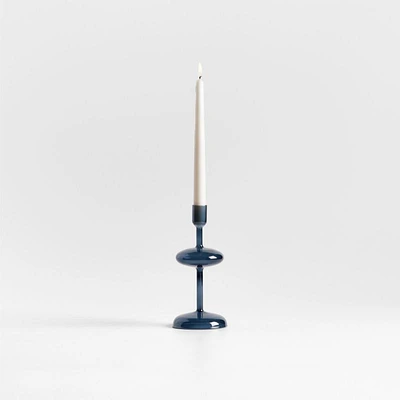 Venezia Small Deep Blue Glass Taper Candle Holder