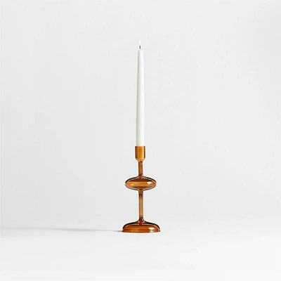 Venezia Small Amber Brown Glass Taper Candle Holder