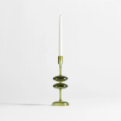 Venezia Medium Olive Green Glass Taper Candle Holder