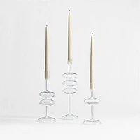 Venezia Clear Glass Taper Candle Holders, Set of 3