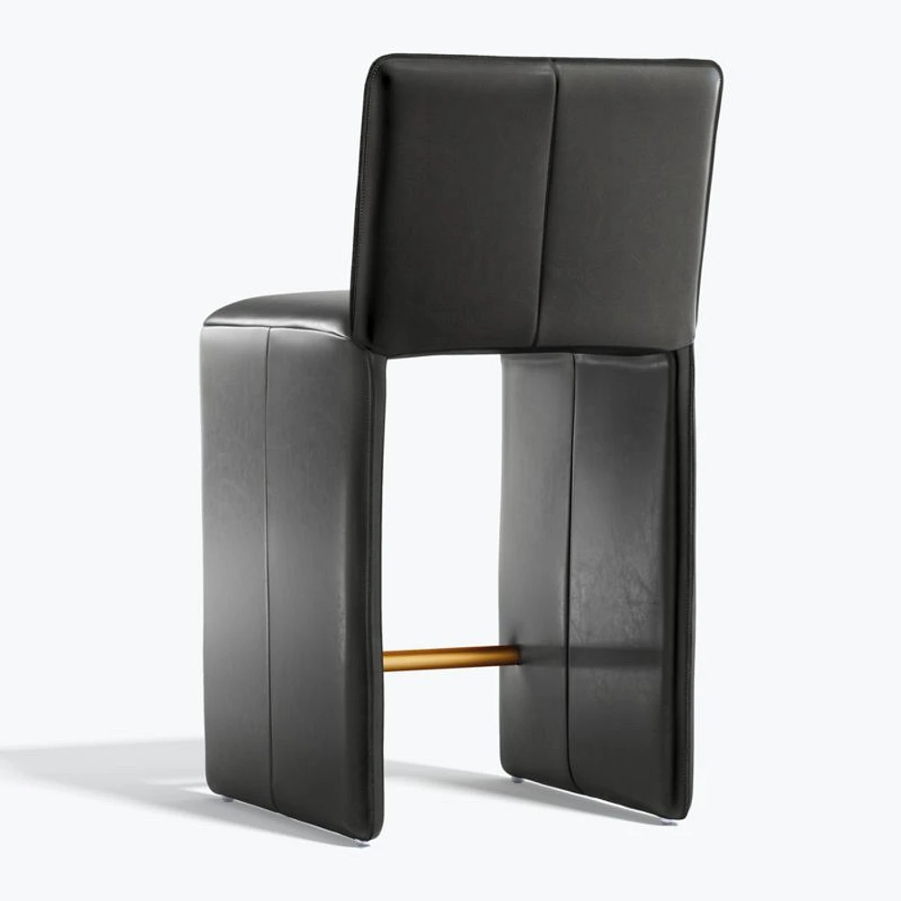 Venn Black Leather Counter Stool
