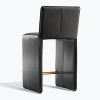 Venn Black Leather Counter Stool