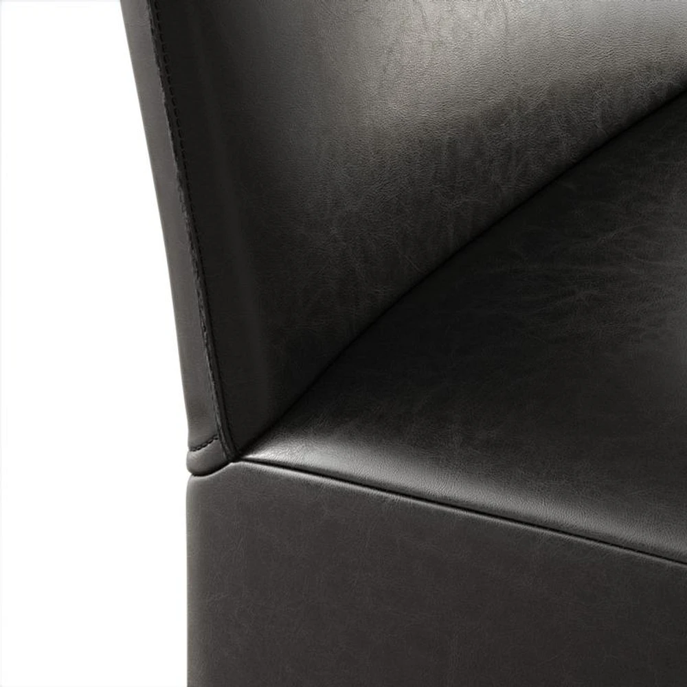 Venn Black Leather Counter Stool