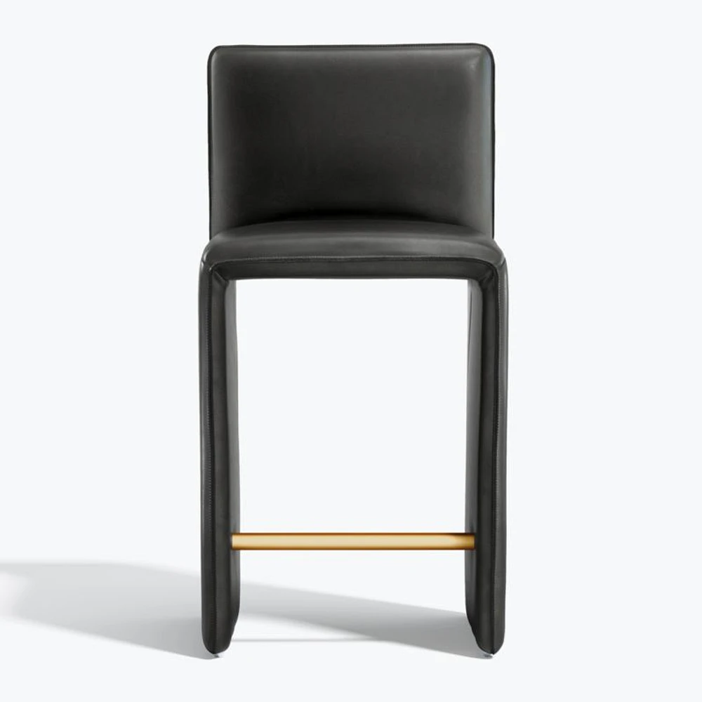 Venn Black Leather Counter Stool
