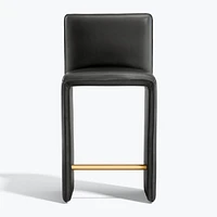Venn Black Leather Counter Stool
