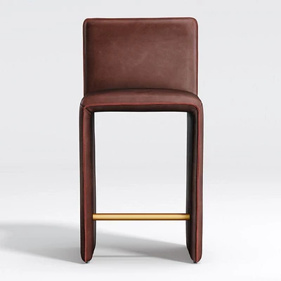 Venn Burgundy Leather Counter Stool