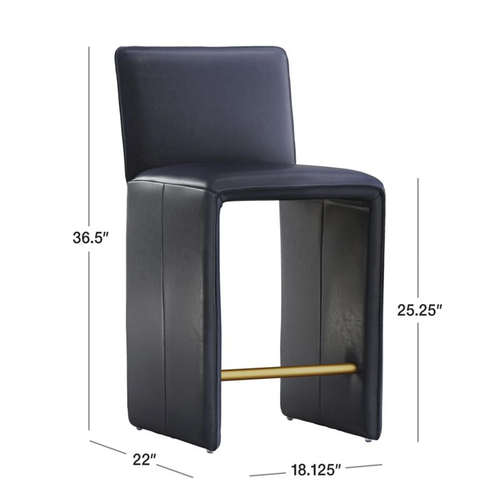 Venn Navy Leather Counter Stool