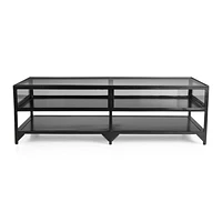 Ventana Black Iron and Glass 52" Rectangular Storage Coffee Table