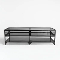 Ventana Black Iron and Glass 52" Rectangular Storage Coffee Table